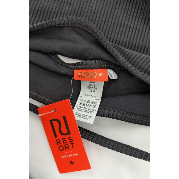 River Island Black Bikini Halter Top Size 4 - Picture 5 of 7